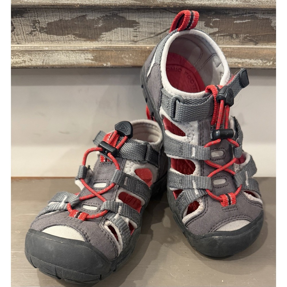 Keen Seacamp II CNX Sandals Kids Sandals Hiking Water Shoes Gray/Red Size 12